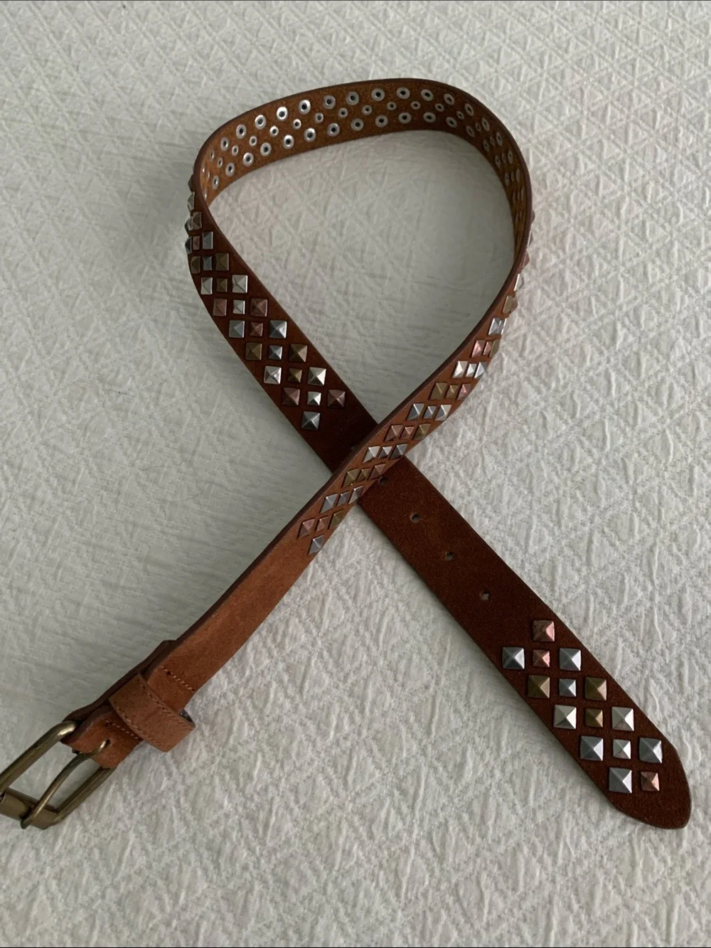 Beautiful embellished leather belt 42 inches long